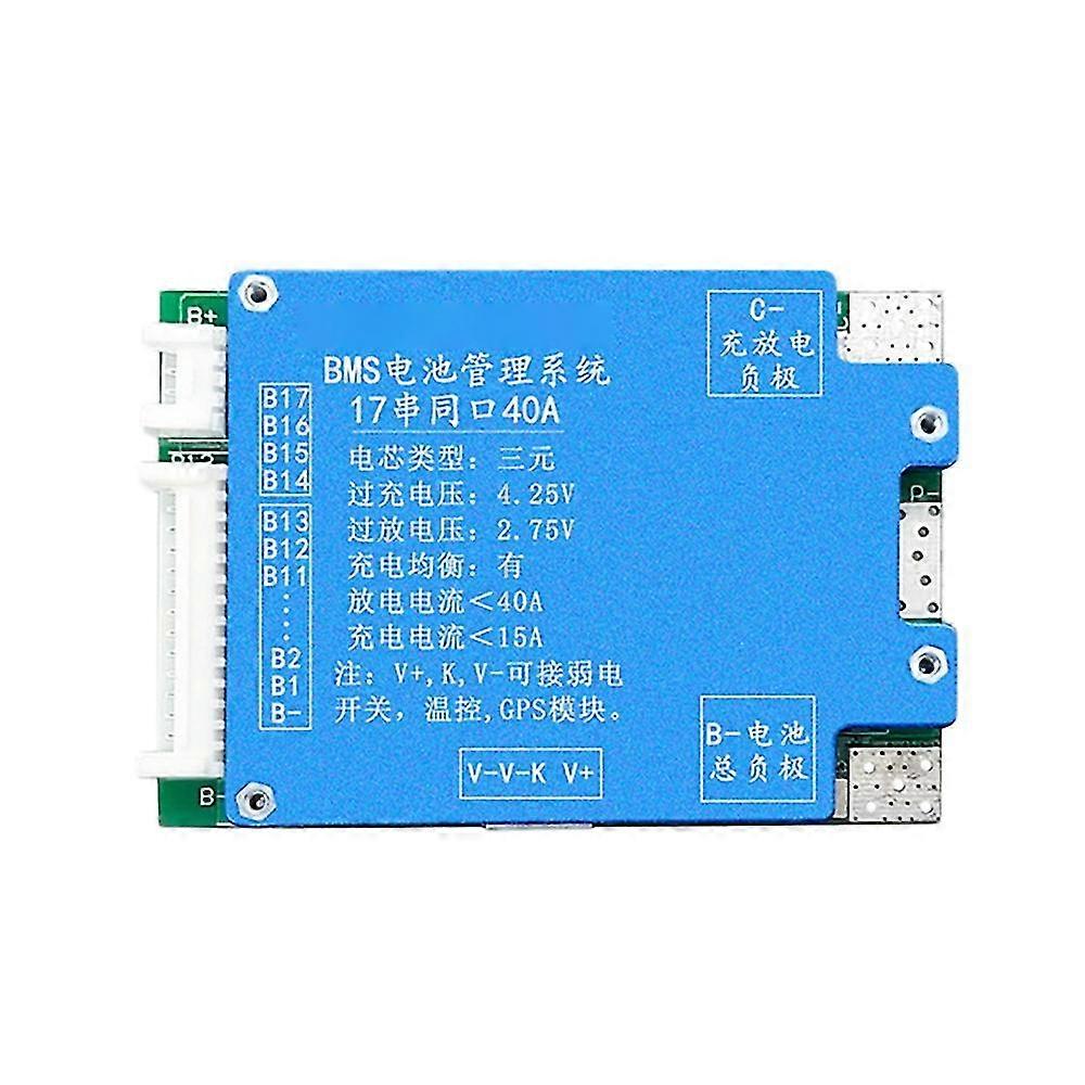 Bms 17s 40a 60v 18650 Lithium Battery Load Balancer Board Common Port Short Circuit Protection Elec