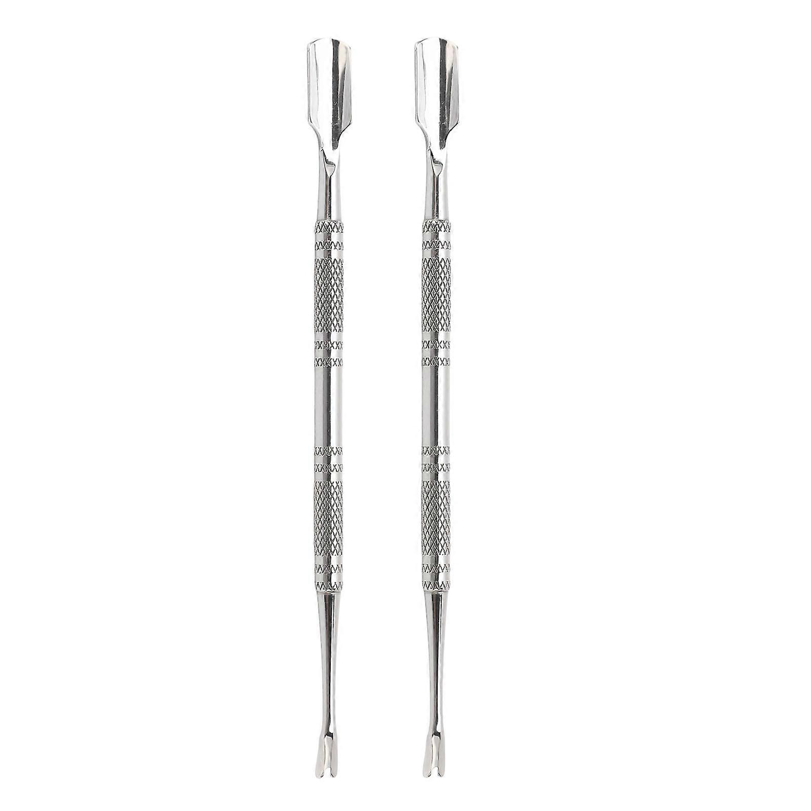 2pcs Dual Ended Cuticle Pusher Remove Dead Skin Stainless Steel Cuticle Pusher Manicure Tool
