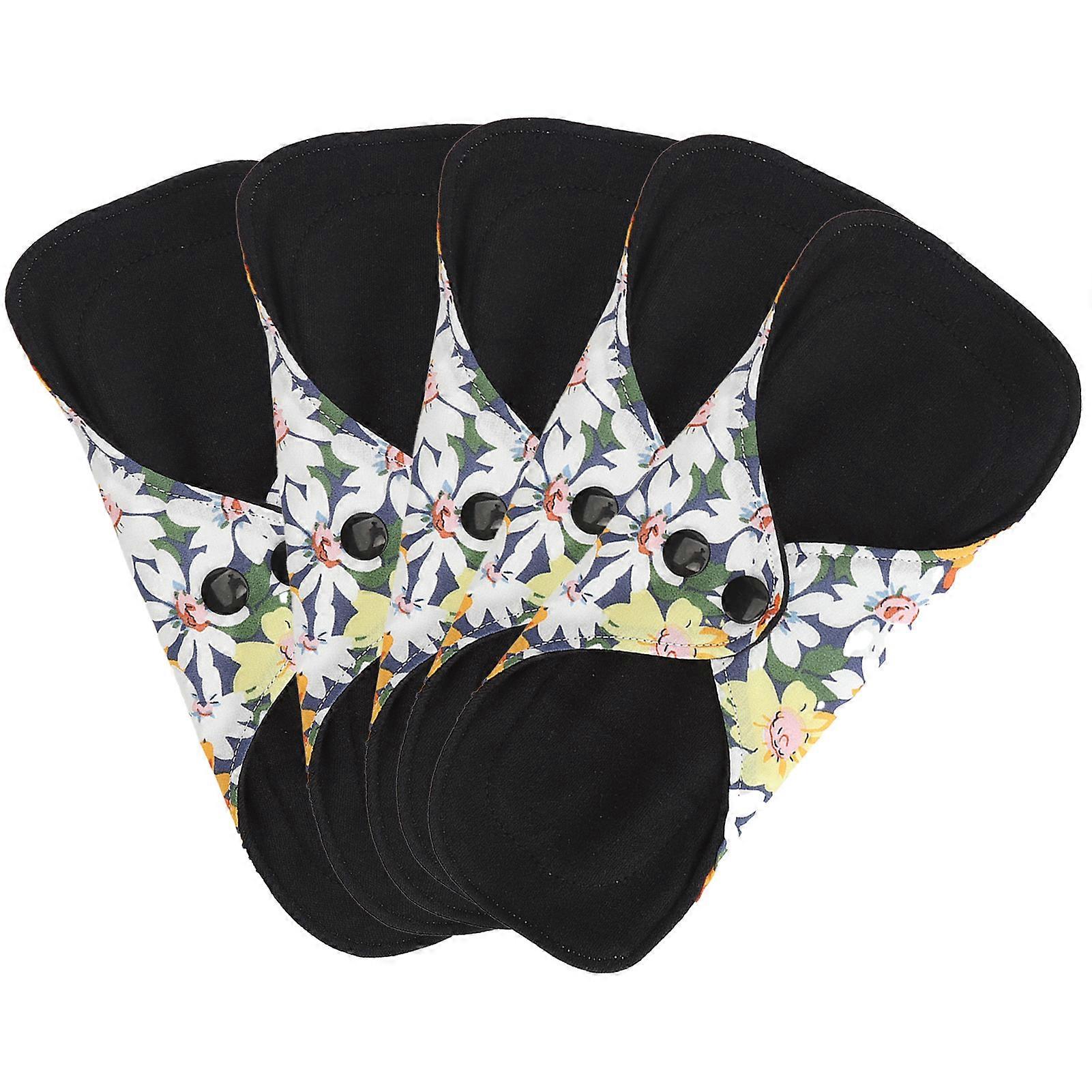 5pcs Reusable Menstrual Pads High Absorption Leak Proof Super Soft Cotton Washable Sanitary Pad for Female S