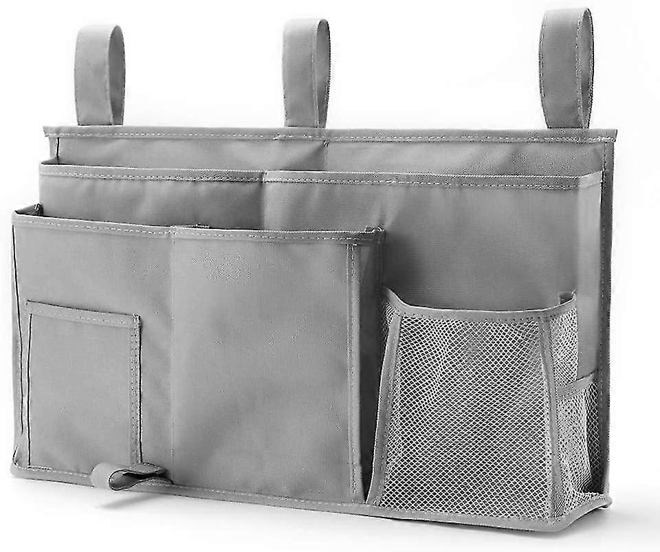 Hanging Organizer Bedside Storage Bag, 600d Oxford Cloth With Hook&loop Fastener For Bunk And Hospital Beds,dorm Rooms Bed Rails(8 Pockets) (grey) (1p