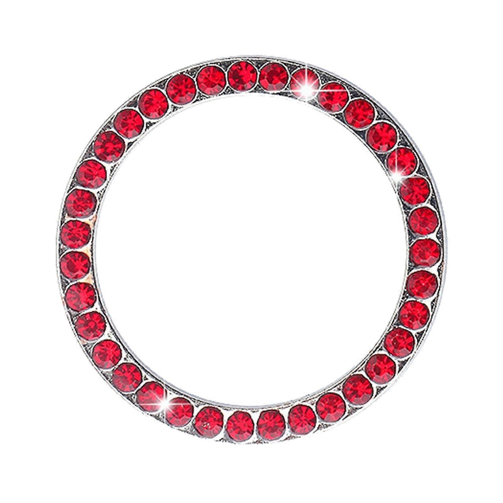 Bling Rings Shiny Start Button Rhinestone Ignition Push Button Trim Red