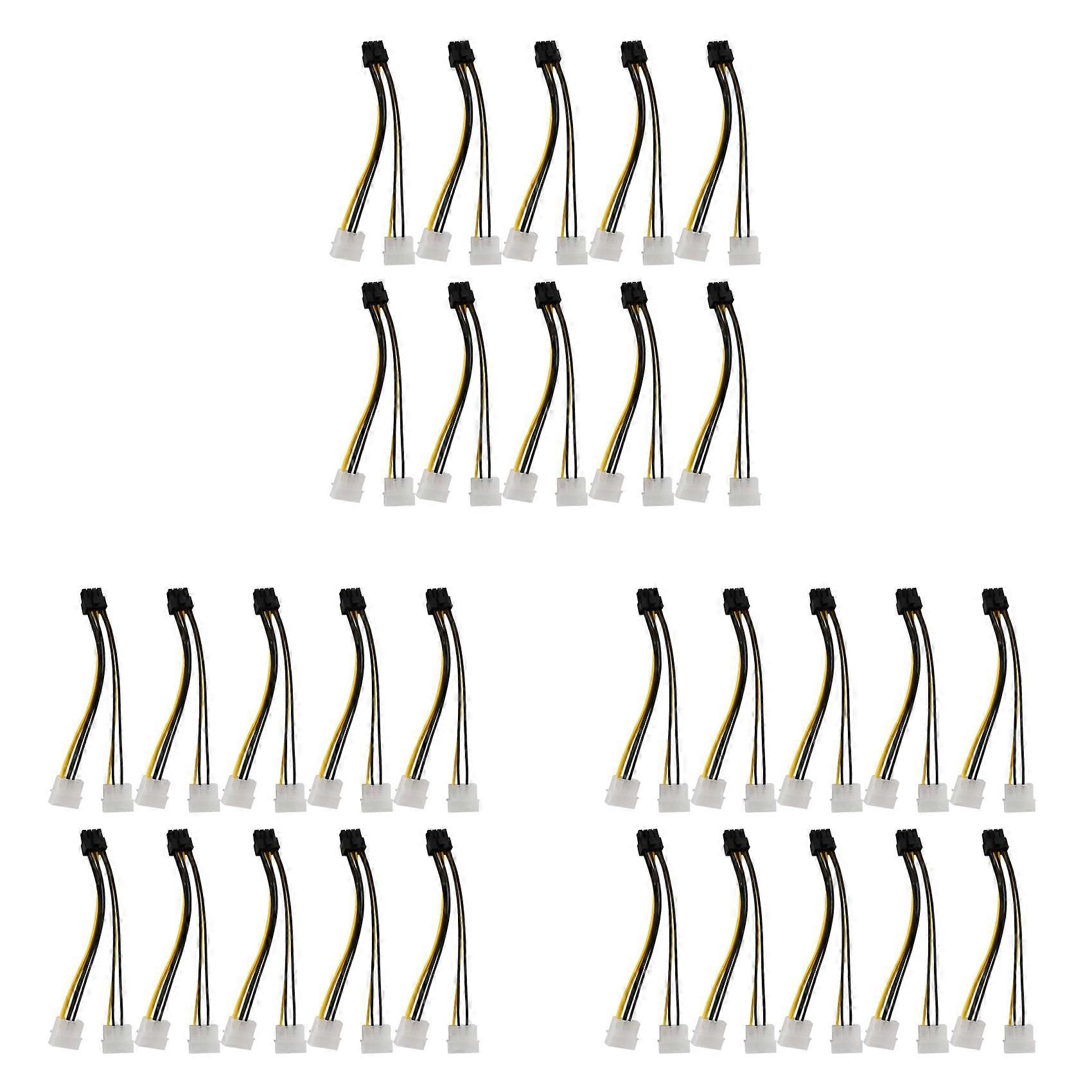 30PCS 2 Molex 4 Pin to 8-Pin PCI Express Video Card Pci-E ATX PSU Power Converter Cable-Molex to Pc