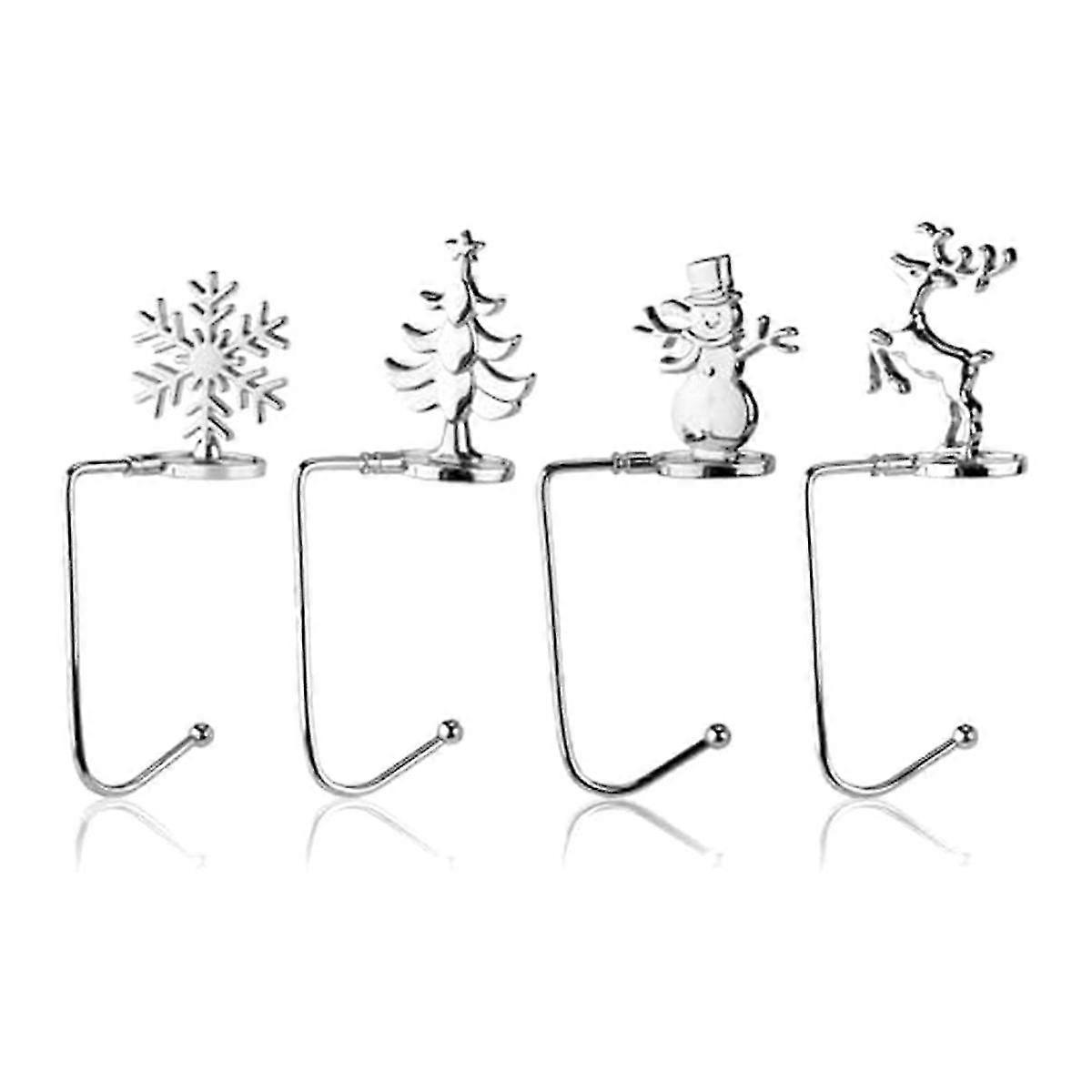 4pcs 크리스마스 스타킹 홀더, 금속 크리스마스 트리 눈송이 장식 스타킹 홀더 크리스마스 양말 후크 걸이