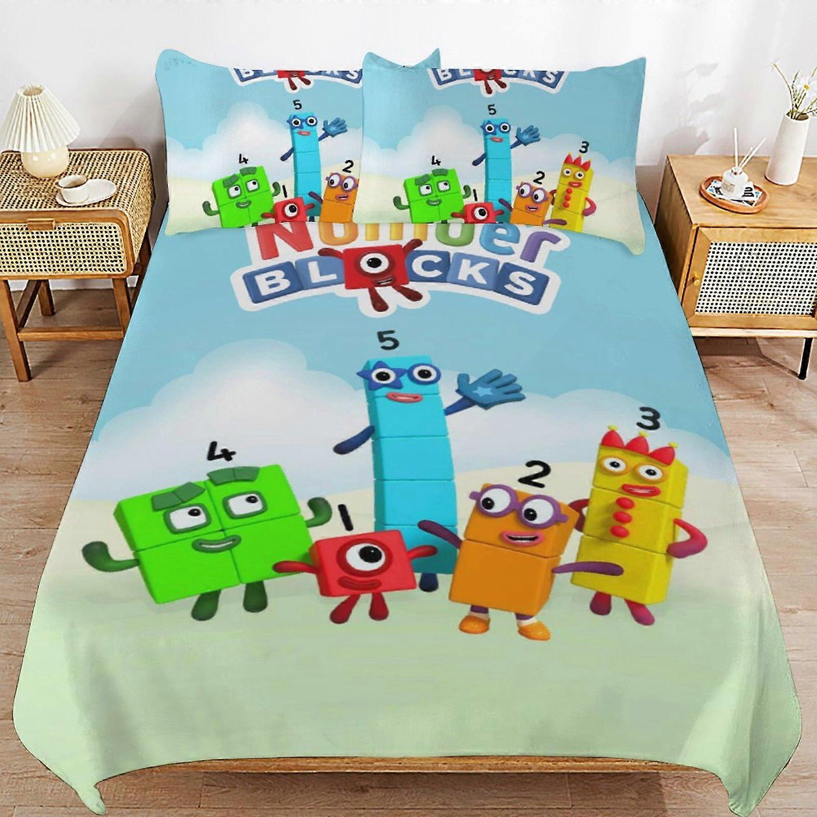 Bedding set WM115 Number Block Bedding Set Duvet Cover Comfortable and Lightweight Cartoon Bedding 3 Piece (Multiple sizes to choose from)  SW115