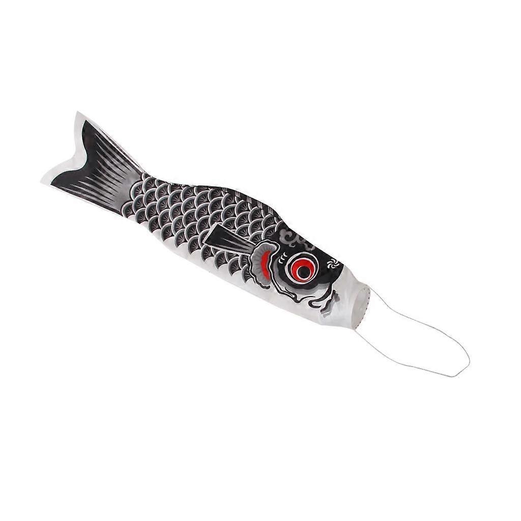 4x55-150cm Vari giapponesi Windsock Carp Flag Koi Nobori Sailfish 100cm Nero