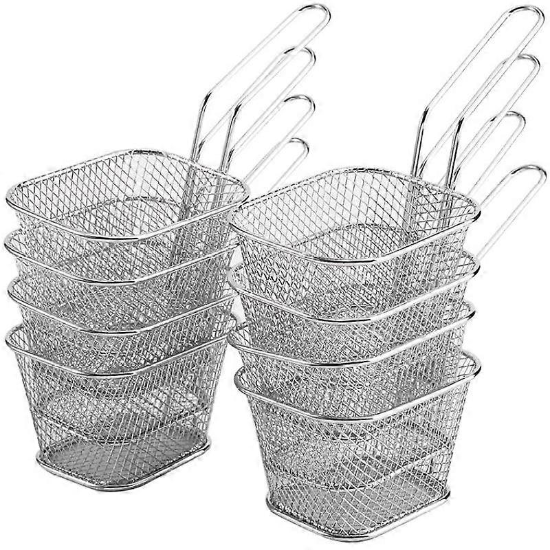 8Pcs καλάθι τηγανίσματος, καλάθια τηγανίσματος από ανοξείδωτο χάλυβα καλάθι φριτέζας μίνι καλάθι επίδειξης τροφίμων για τηγάνισμα τηγανητών πατατών, δάχτυλα κοτόπουλου, δαχτυλίδια κρεμμυδιού, γαρίδες