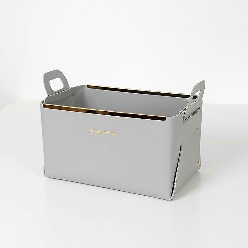 Leather Storage Bin With Handles, Foldable Shelf Organizer Multi-color Optional