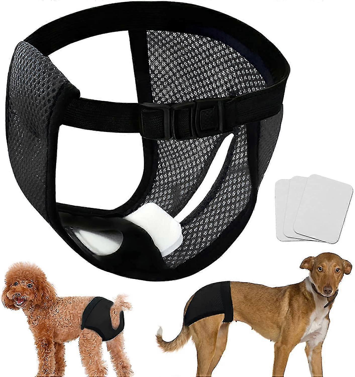 2犬のズボン、雌犬のための洗濯可能な保護ズボン、6つの衛生パッドが付いている犬のおむつパック