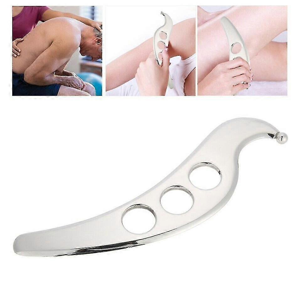Stainless steel gua sha tool manual scraping massager physical therapy healthy tool myofascial pain release tissue mobilization(1pcs, silver)
