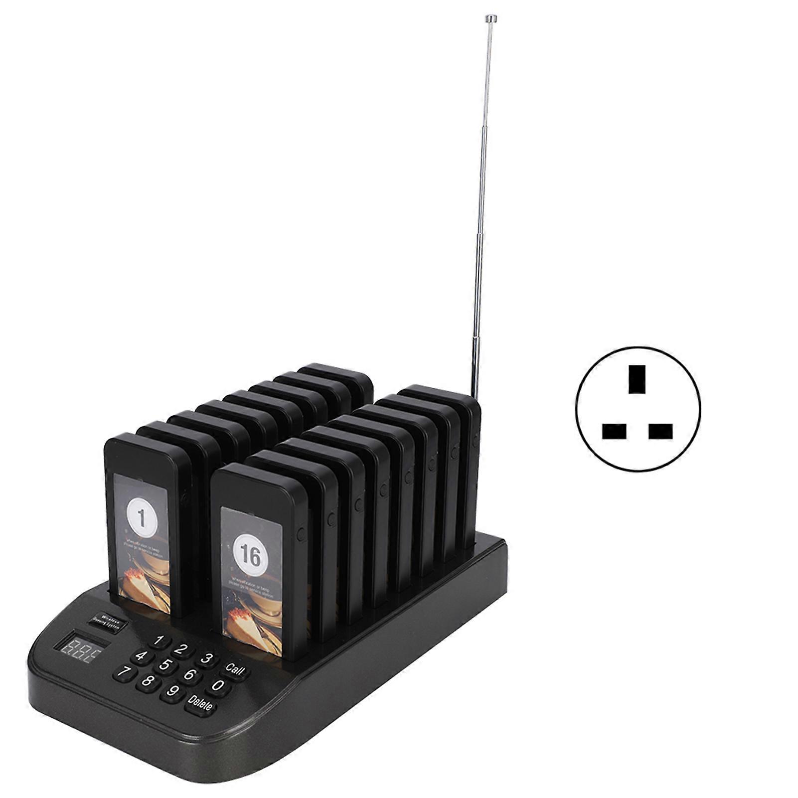 Système de téléavertisseur d’appel Vibration LED Invité en attente Système d’appel 1 émetteur 16 téléavertisseurs