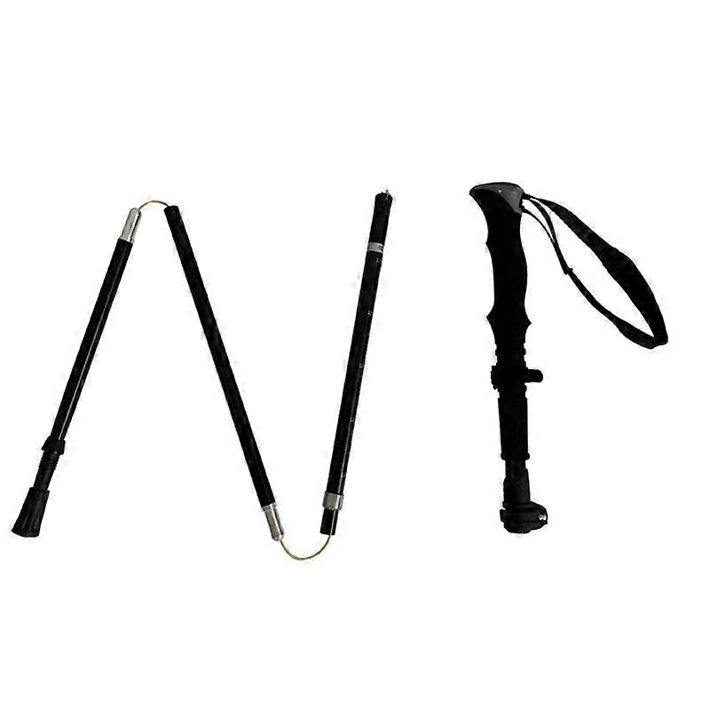 Black Aluminum Trekking Pole Foldable and Extendable 35-130 cm