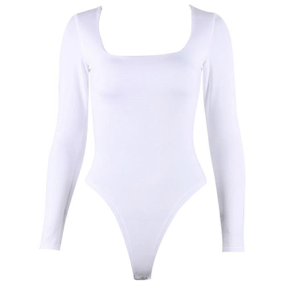 Kvinders firkantede hals kortærmet langærmede toppe Bodysuit jumpsuit