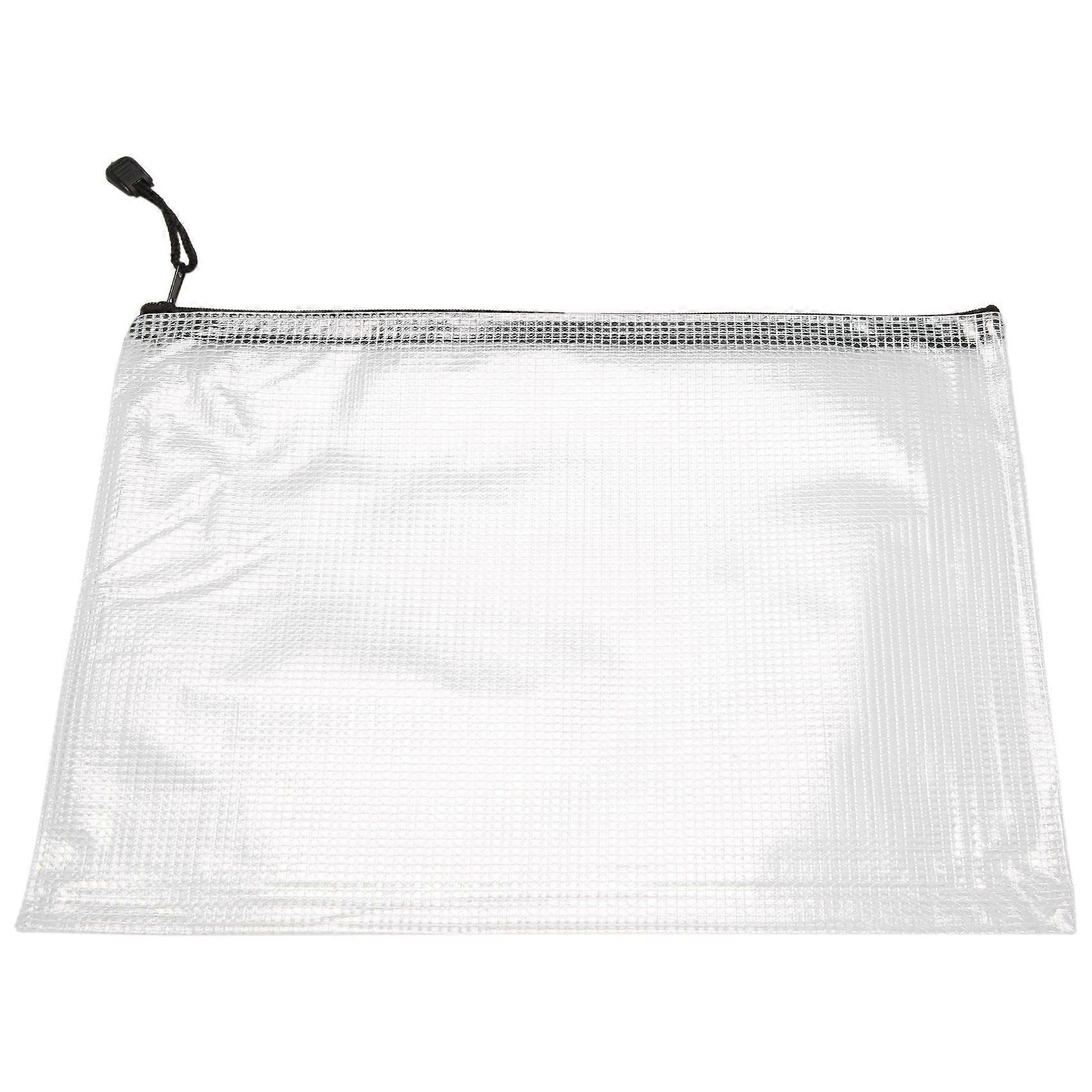 12 Pcs Zipper File Bag A4 Zipper Mesh Bag Board Game Storage Bag PVC File Bag Office Supplies Storage Bag (34CMx24CM)