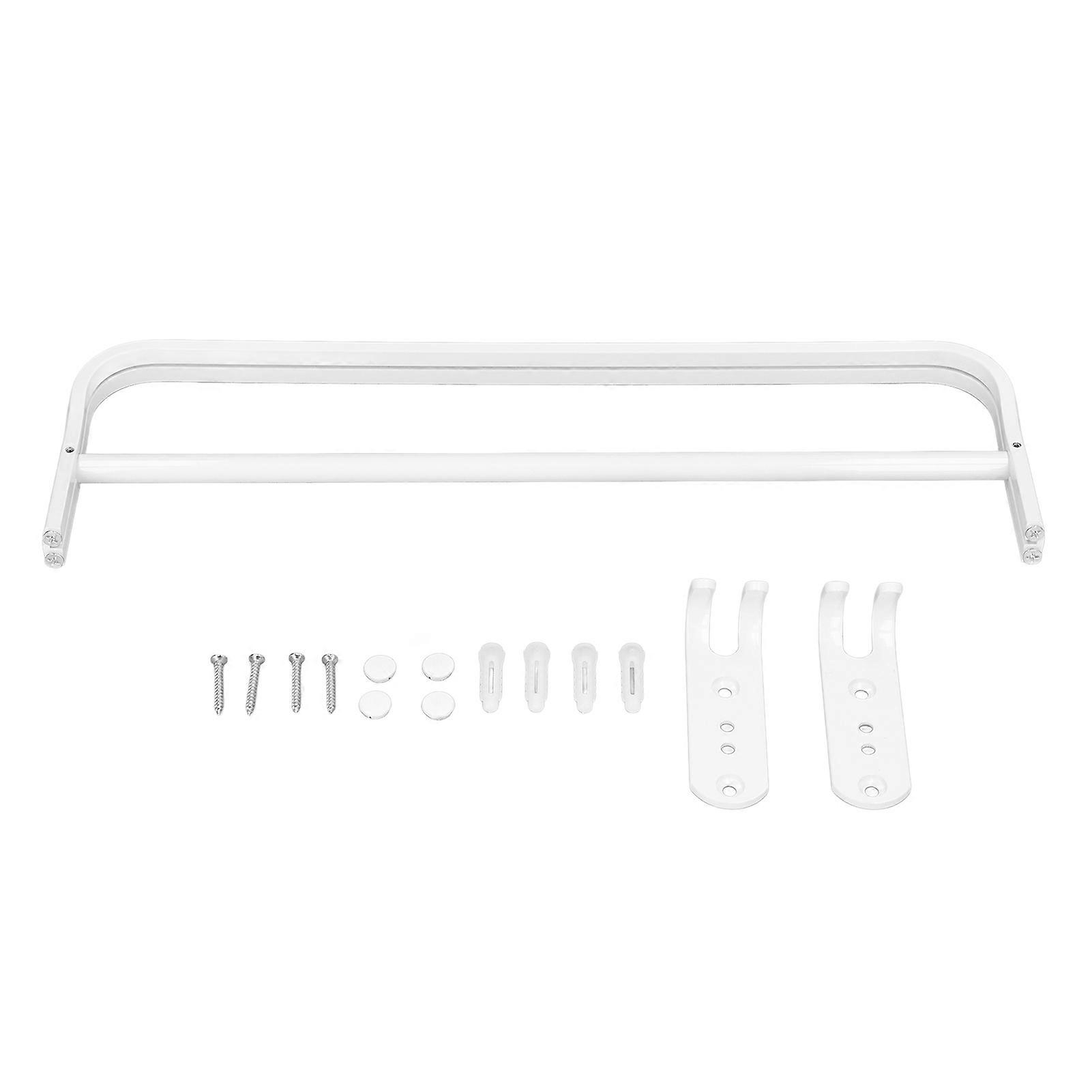 White Space Aluminum Rustproof Double Towel Bar with Hooks for Bathroom