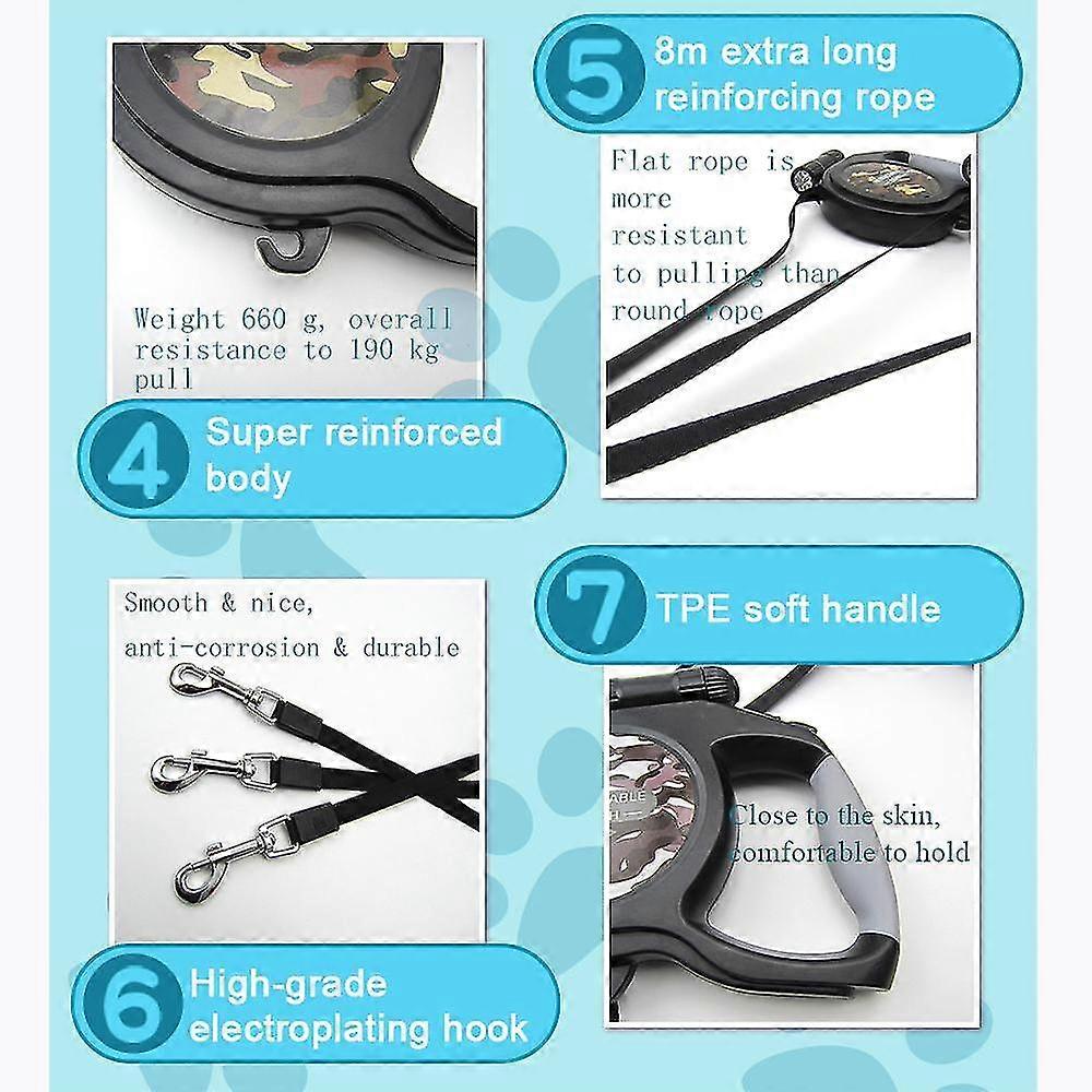 leash light automatic extendable large retractable lead camo