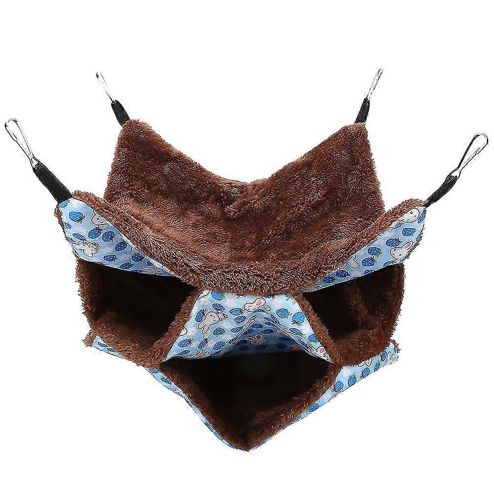 Blue Three Layer Small Pet Hanging Bed Hammock Sleeping Bag for Hamsters, Sugar Gliders, and Squirrels