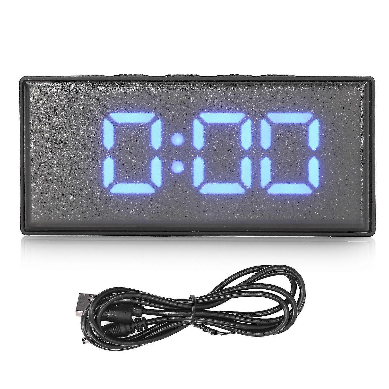 LED Mirror Digital Display Alarm Clock - Blue with Energy Saving Backlight