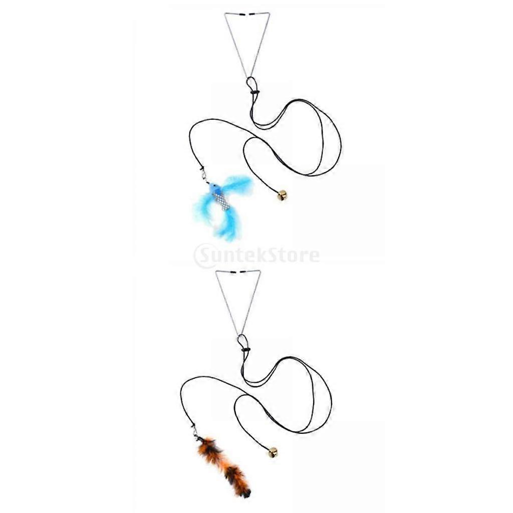 2pcs Cat Toy Funny Cats Stick Hanging Interactive Retractable Playing Kitten