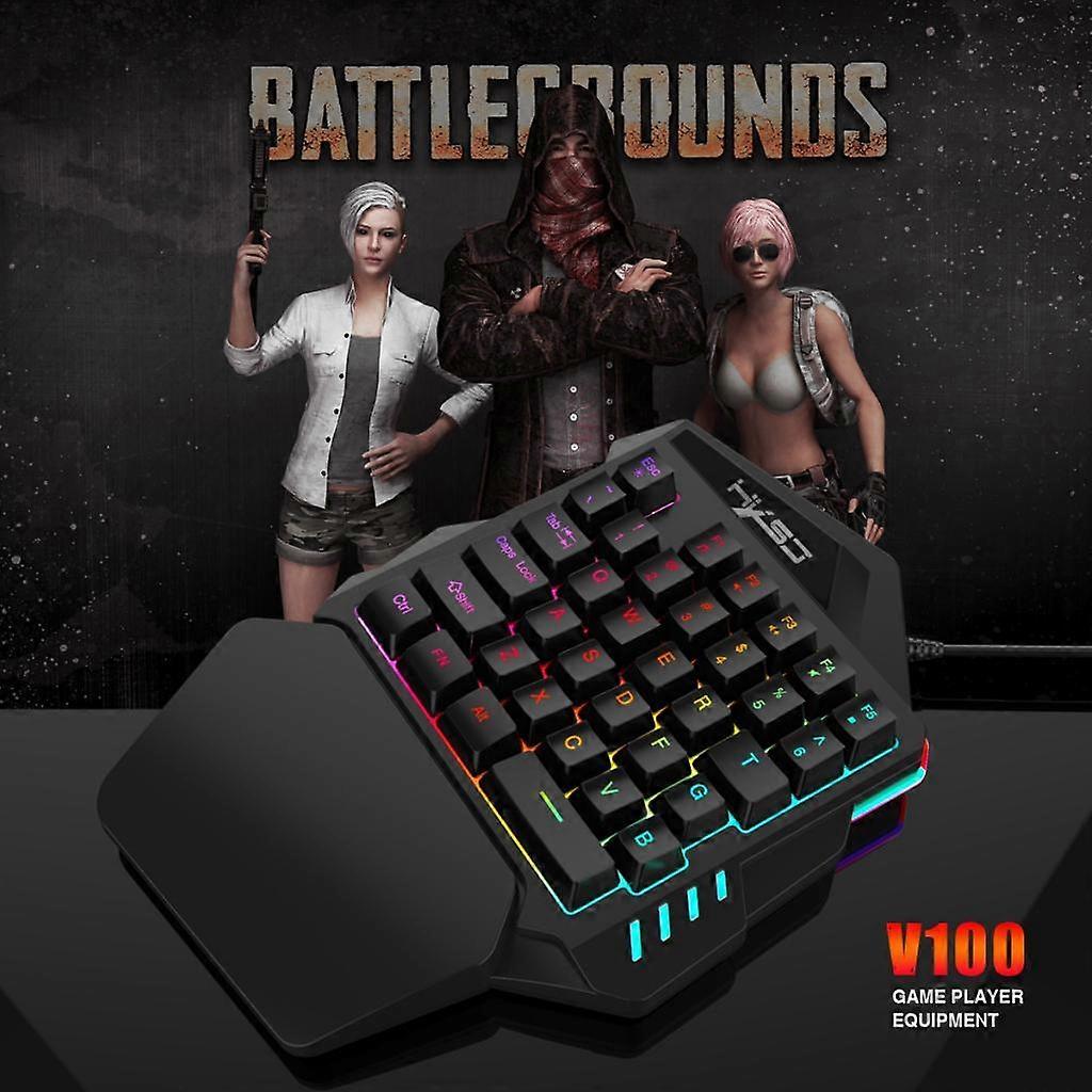 Gaming Keyboard 35 Keys 7 Color LED Backlit Wired Single Hand Game Keypad