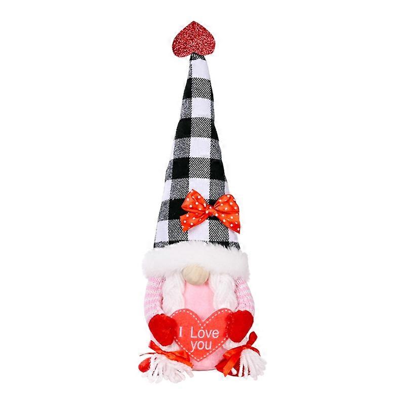 Valentines Day Gnome Plush Scandinavian Tomte Elf Decorations Plaid Hat Ornaments Swedish Tomte Dwarf Figurines
