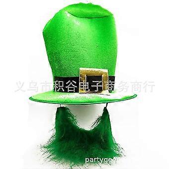 St. Patrick's Day decoration Irish hat dense velvet green green beard hat men's decorative hat green goblin top hat
