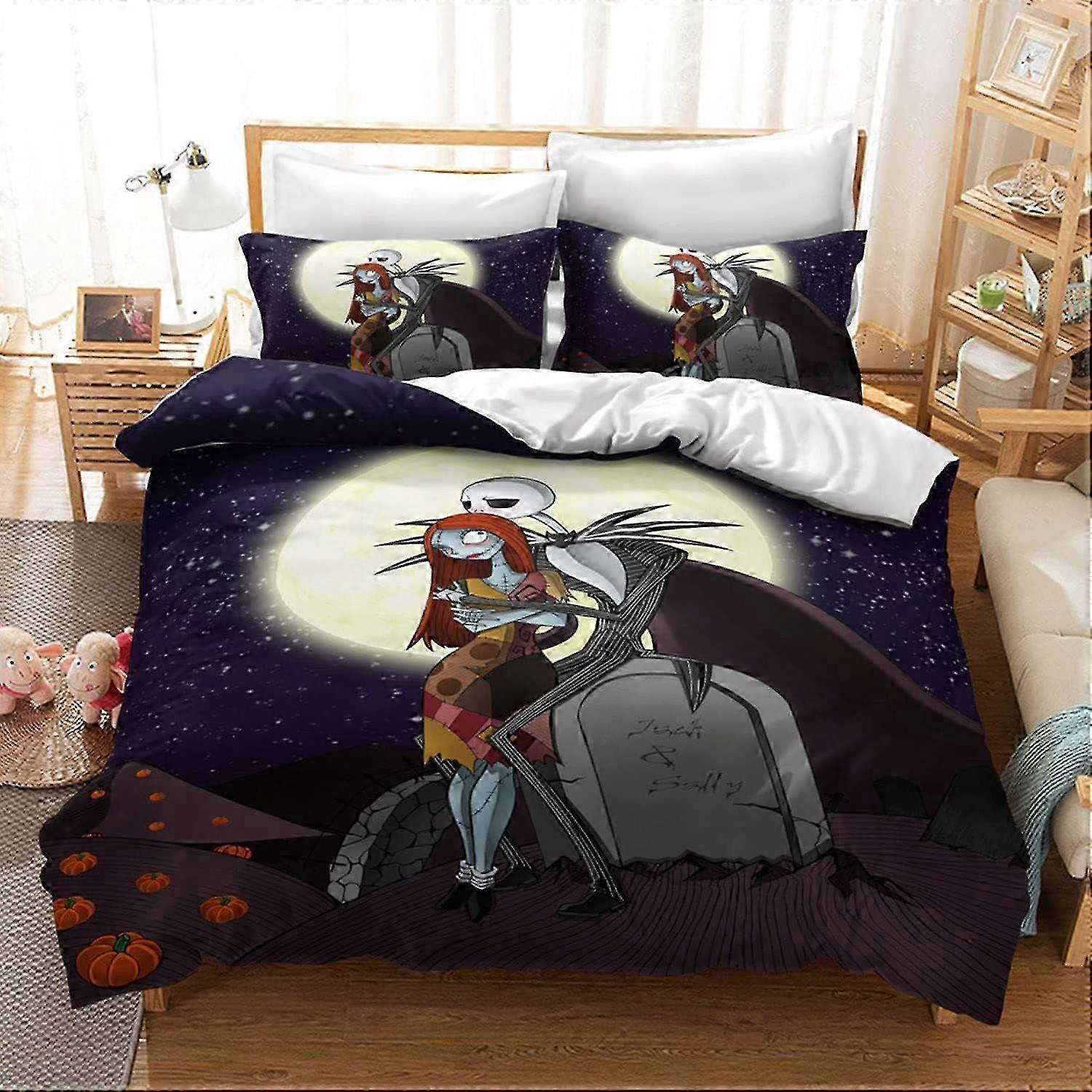o3217 Lençóis Felu Conjunto de Capa de Edredom de Cama, O Pesadelo Antes do Natal Conjunto de Capa de Edredom Trazendo para você (1 Capa de Edredom e 2 Pílulas