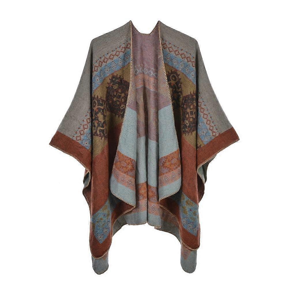 Nodic Pashmina Shawl Wrap Winter Warm Poncho Open Front Cape for Lady