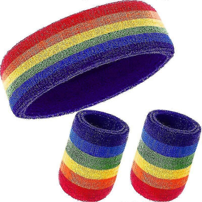 Pièce Sweatband Set, contient 1 sweatband de sport et 2 bracelets, ensemble de sweat pour femmes et hommes