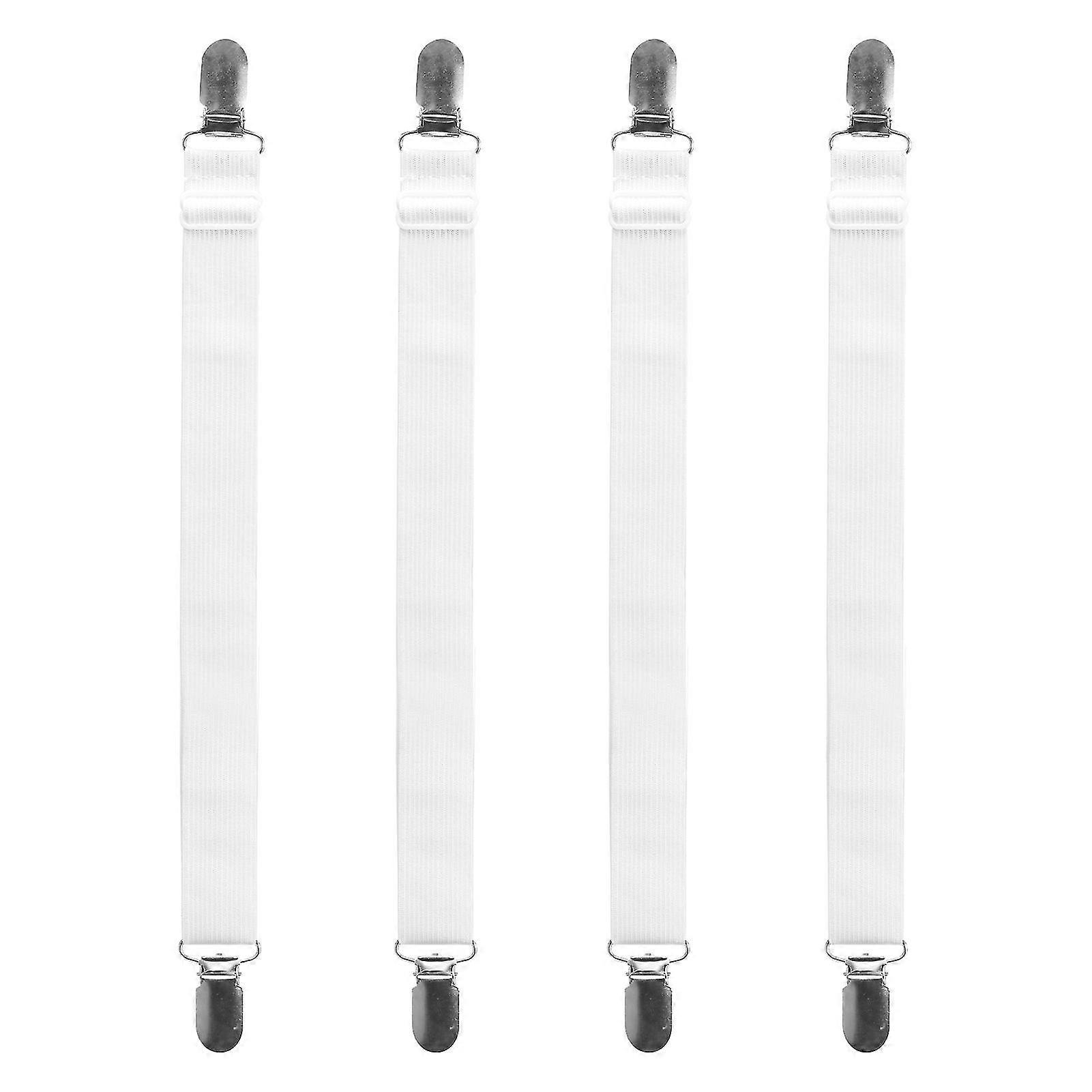 4pcs Elastic Bed Sheet Fastener Adjustable Length With Clip Universal Bedroom