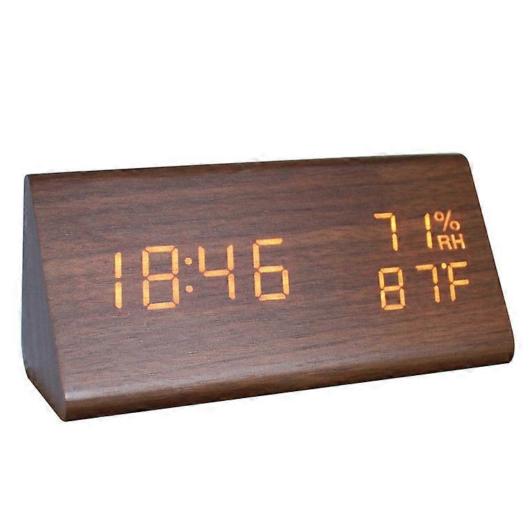 Digital Alarm Clock with Wooden LED Electronic Time Display 3 Alarm Settings Humidity and Temperature Detection Electric Clocks
