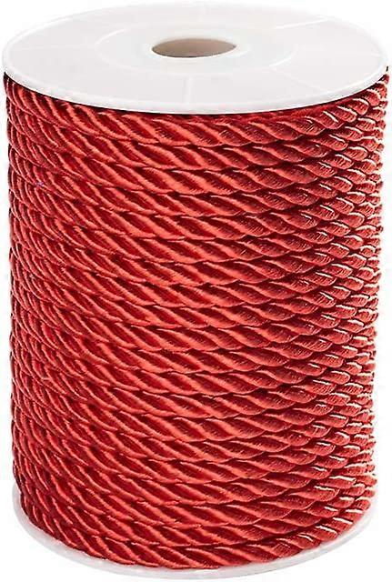 Twisted Cord Red, 20 Yards(18m) 5mm 3-Ply Twisted Cord Rope Nylon Twisted Cord Trim Thread String for DIY Craft Sewing Upholstery Valentine Christmas 