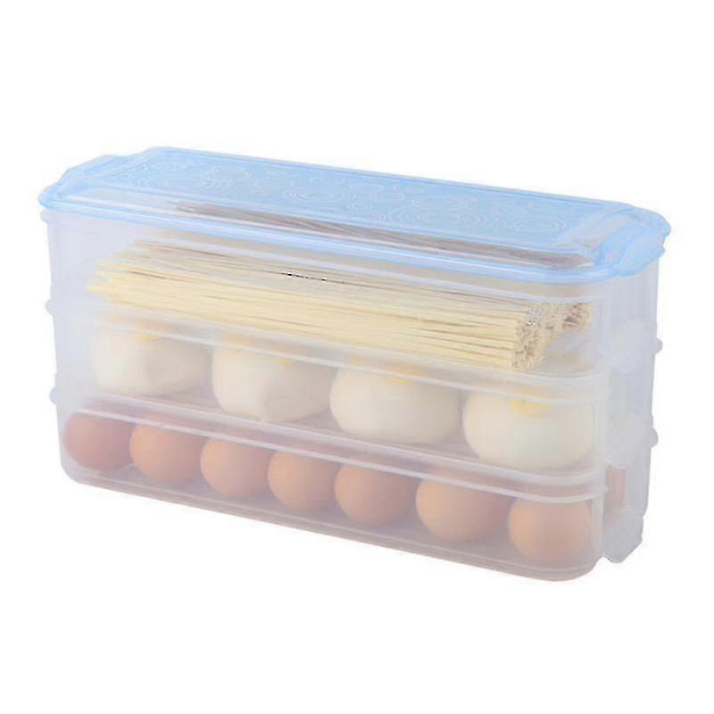 Plastic Multi-layer Crisper With Lid Rectangular Food Container Kitchen Storage Box (random Color, 3 Box+1 Lid)