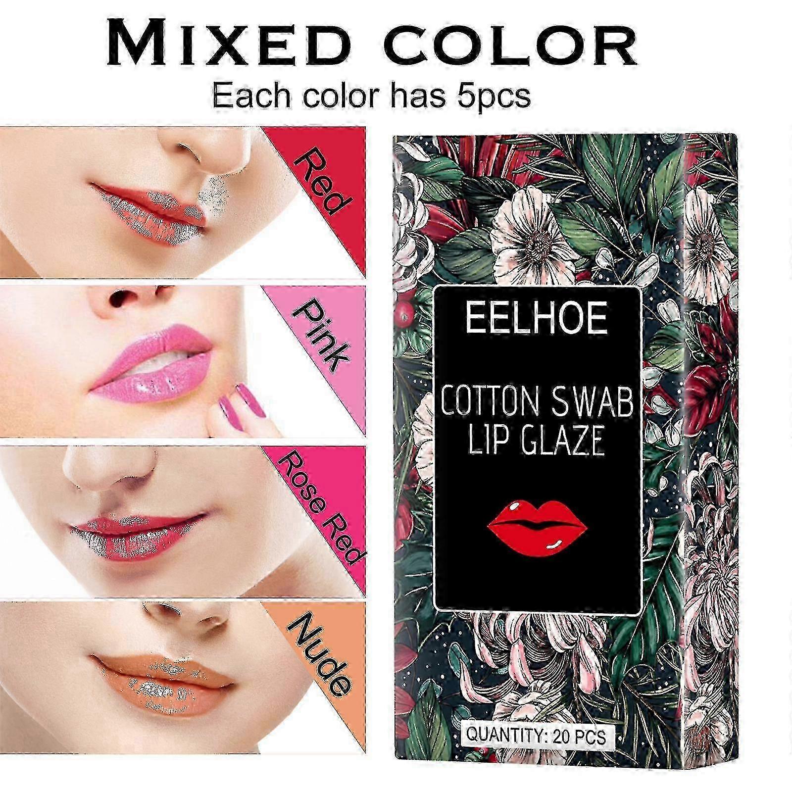 Eelhoe القطن مسحة الشفاه الصقيل أحمر الشفاه القابل للتصرف غير لامع ليس من السهل غمس كوب مكياج محمول باللون الطبيعي دي