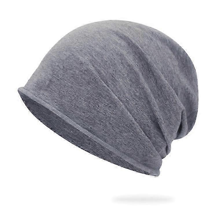 2pcsPure Cotton Pullover Hat Air-Conditioned Sleep Thin Nightcap Home Fashion Confinement Hat Dome Single Layer Rolled Edge Baotou HatLight gray