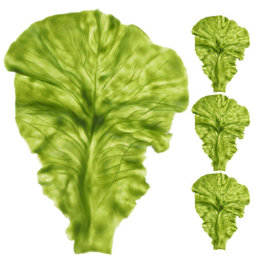 4pcs Artificial Vegetable Artificial Lettuce Leaf Fake Lettuce Lifelike Vegetable Model Decoration