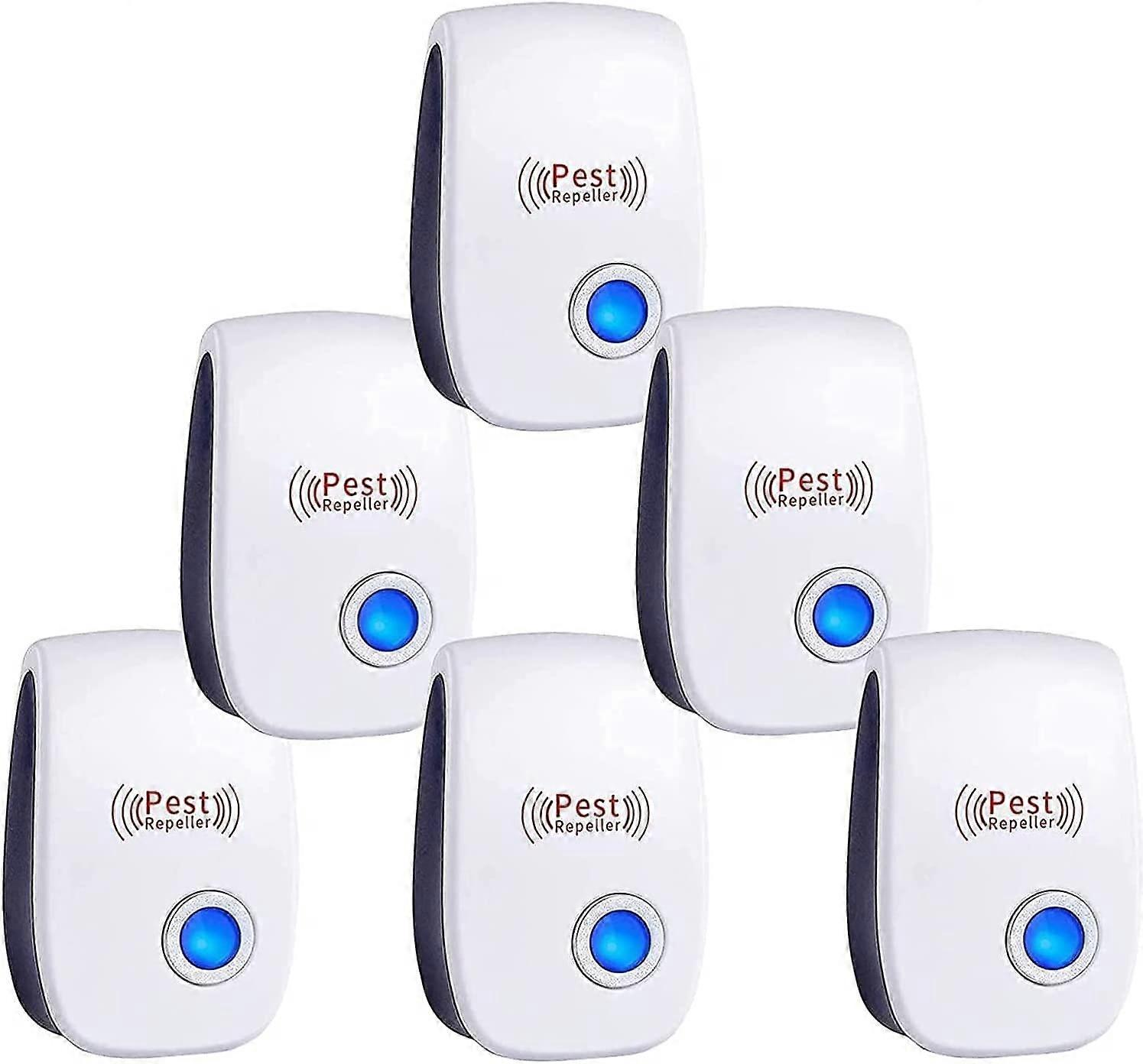 Ultrasonic Pest Repeller, 6 pack Plug-in Insect Repeller, Electronic Mouse and Rat Repeller, Pest Control Insect and Spider Repellent Against Mosquito