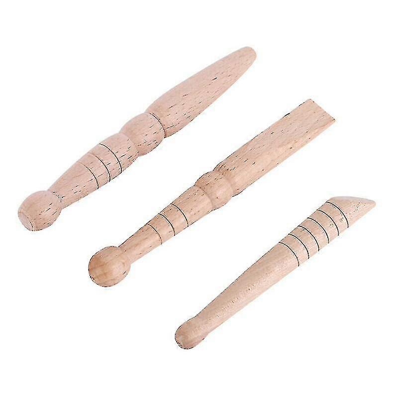 عصا تدليك القدم الخشبية الطبيعية الفريدة من نوعها، 3 قطع، لتخفيف الألم والاسترخاء، أداة الوخز بالإبر، تدليك القدم، خشب