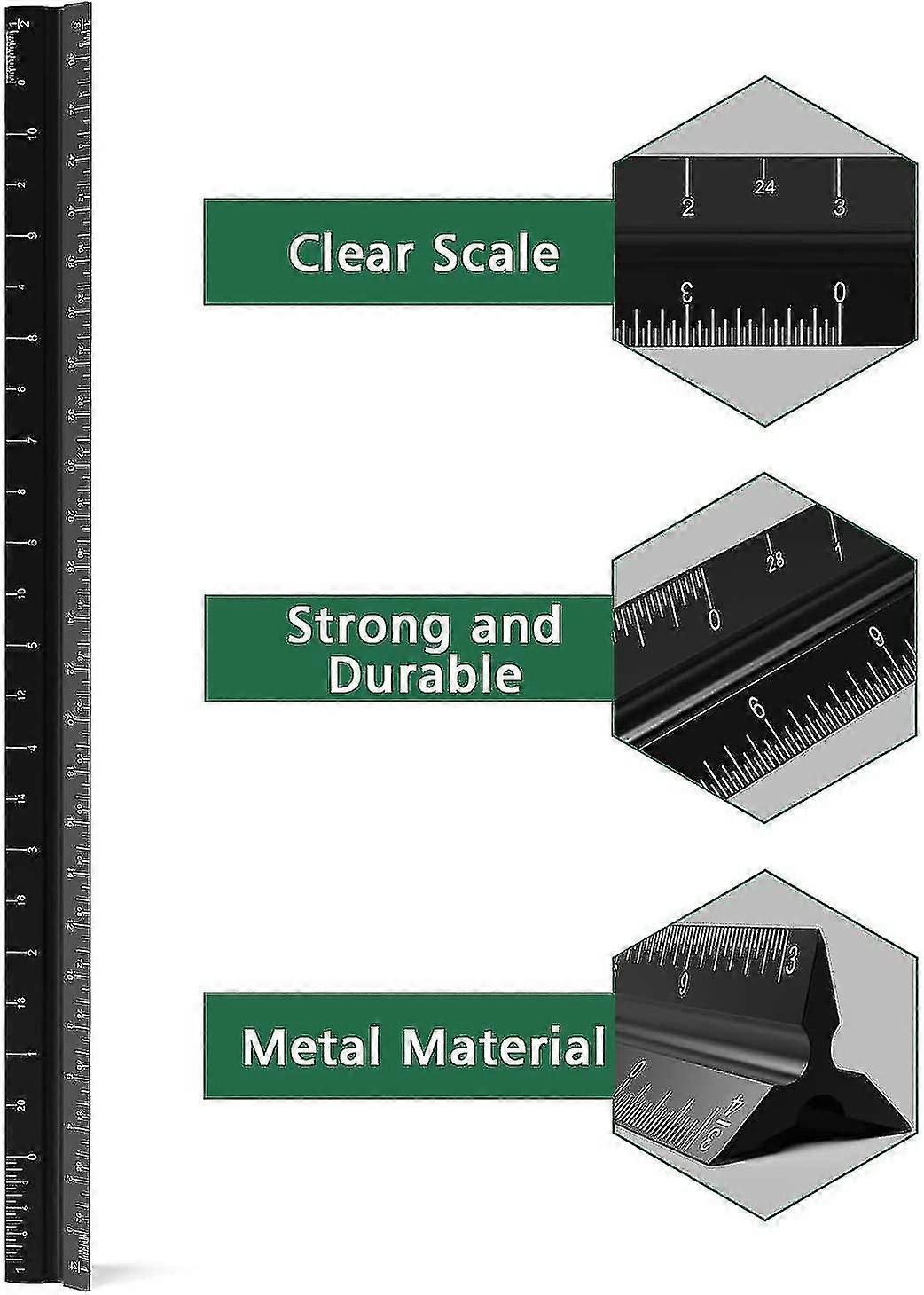 Architect Scale Ruler 2 Packs Aluminum Triangular Ruler 12-inch ...