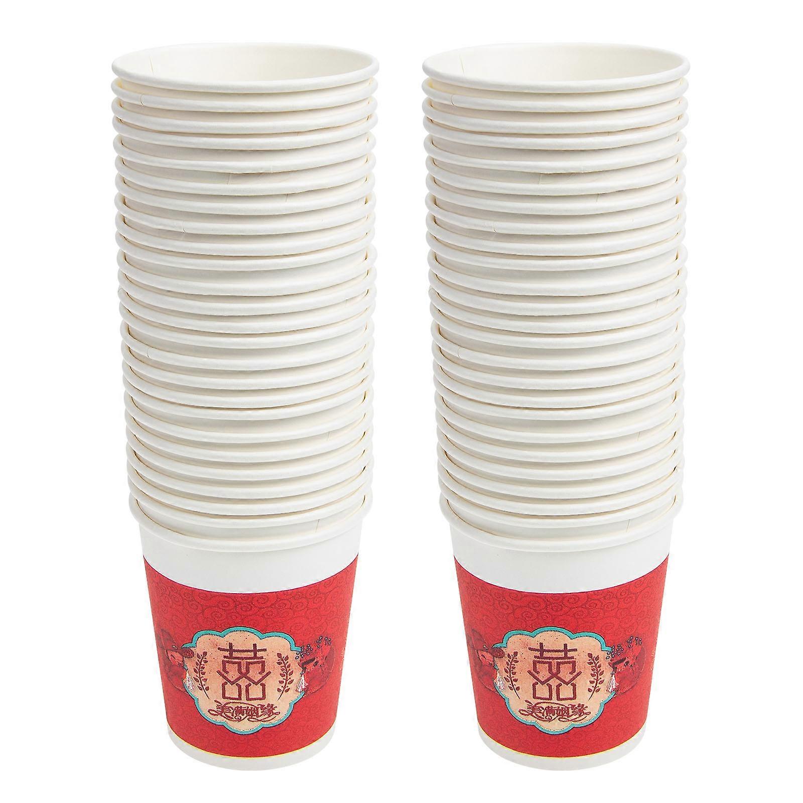 100Pcs 두꺼운 종이컵 결혼식 축하 일회용 컵 파티 용품