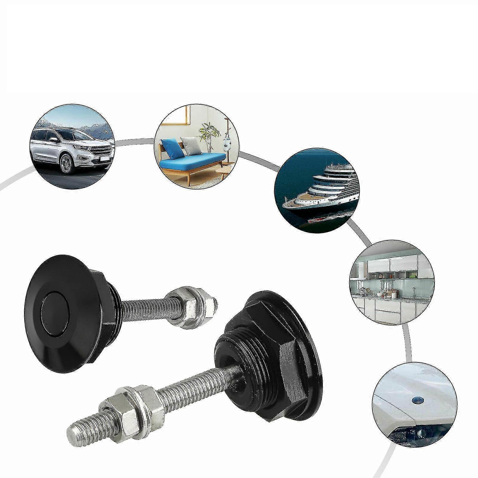 Push Button Quick Release Hood Bonnet Pins Lock Clip Car Bumper Latch Kit