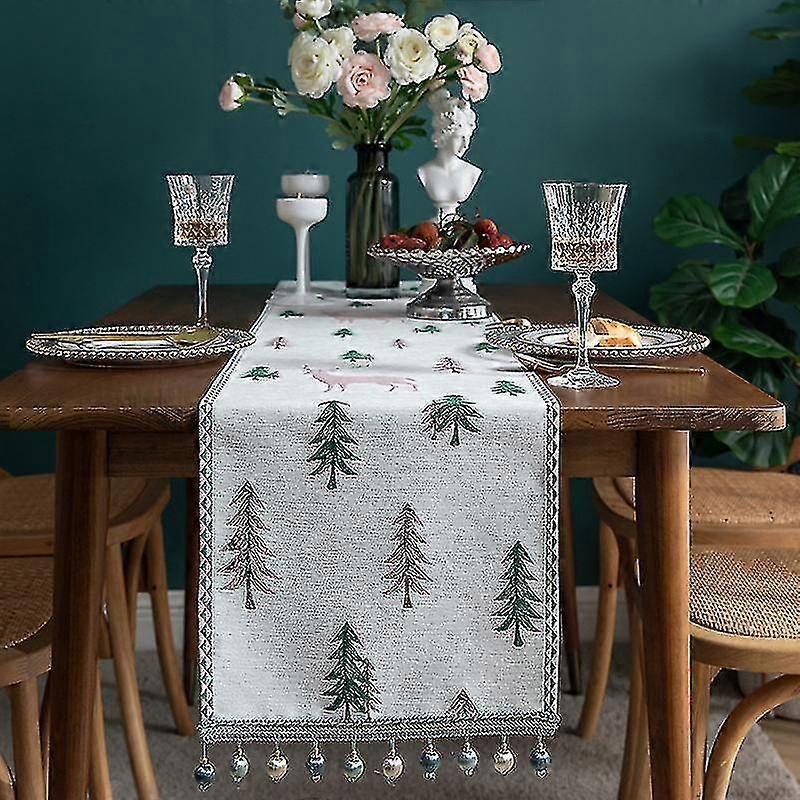 Wekity 71 *13 Polegadas Corredor de Mesa de Natal Natal Fawn Jacquard Table Runner Tablecloth Table Table Tea Tea Table Tv Cabinet Capa Towel Bed Tail Flag (pi