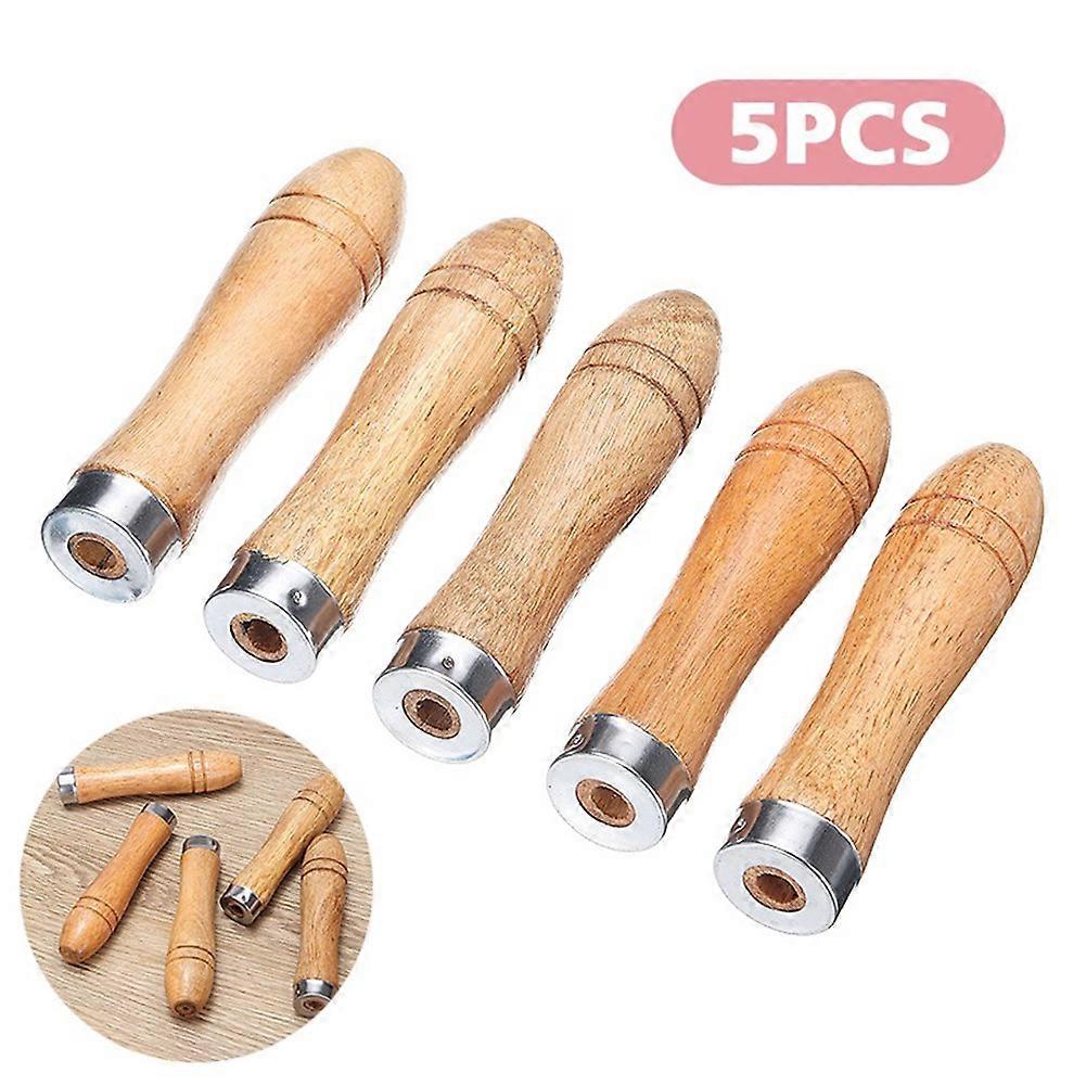 5pcs Wooden File Handle Replacement Diameter 6mm Strong Metal Collar For File Craft Tool 11cm For 6-8 Inch File