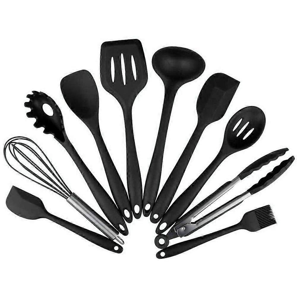 Silicone Kitchenware Set 10 Piece Non-stick Cookware Set,BLACK