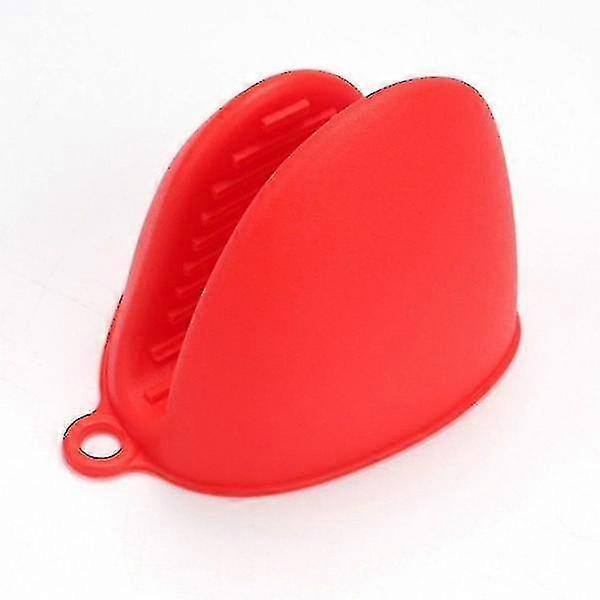Kitchen Heat Resistant Gloves Clips Insulation Non Stick Antislip Red)