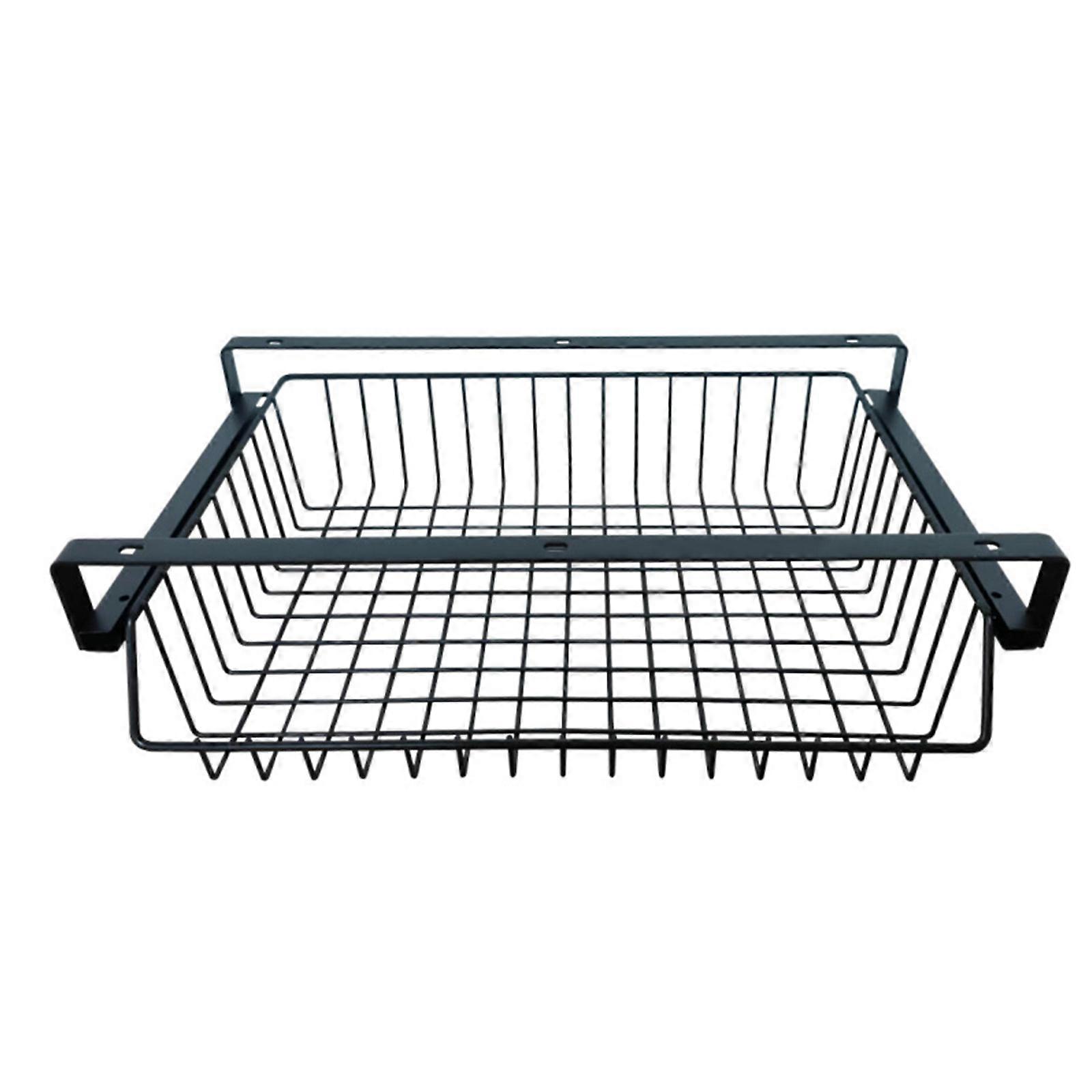Under Desk Storage Shelf No Drill Metal Table Cable Basket Drawer Slide Out for