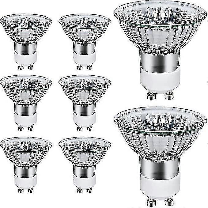 Gu10 مصابيح الهالوجين الكهربائية، 8 حزمة 50W Gu10 الهالوجين بقعة ضوء، AC 220v-240v، 700 لومن، 3000k أبيض دافئ