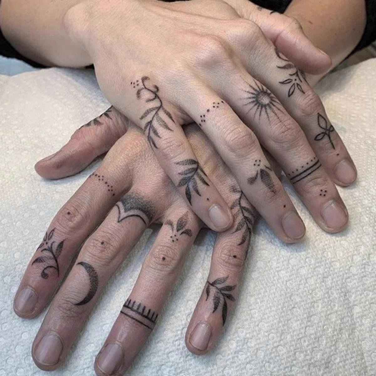 JUNGE * 1 ورقة ملصق وشم إصبع عشبي طويل الأمد - مقاوم للماء ومؤقت