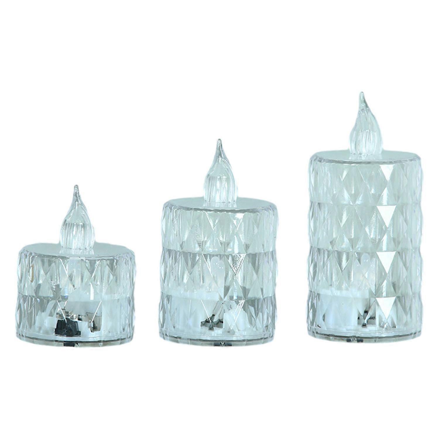3Pcs Crystal Candle Lights Electronic Flameless LED Light Table Lamp for Wedding Party Home