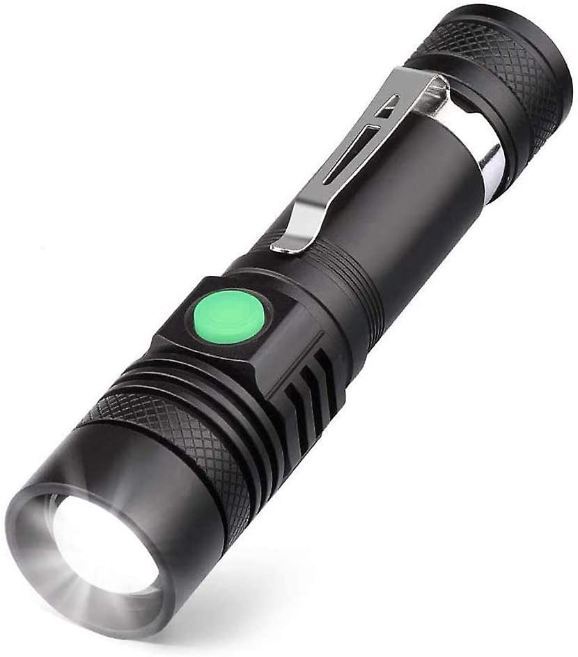 USB Rechargeable LED Flashlight, 600 Lumen Flashlight IP65 Waterproof 4 Light Modes Zoomable Flashli