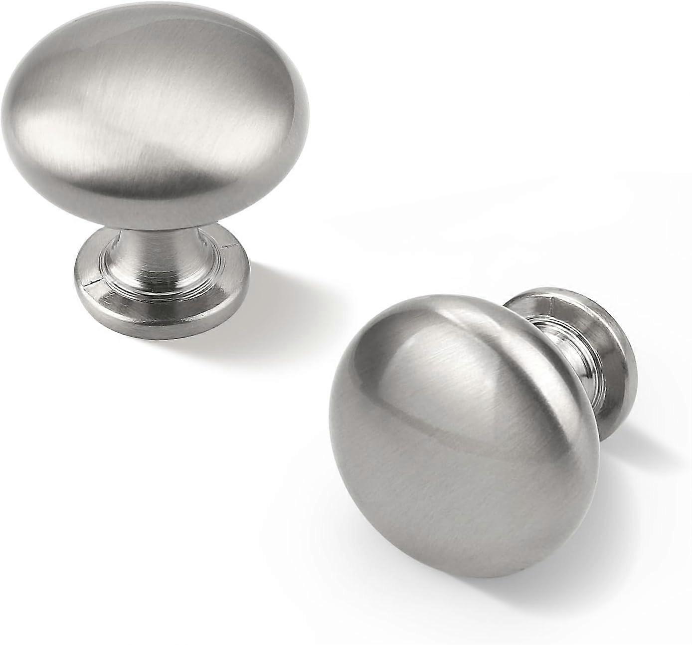 2 Pack Satin Nickel Kitchen Cabinet Knobs 1 1/4 Inch Round Drawer Handles Modern Style Durable Hardware